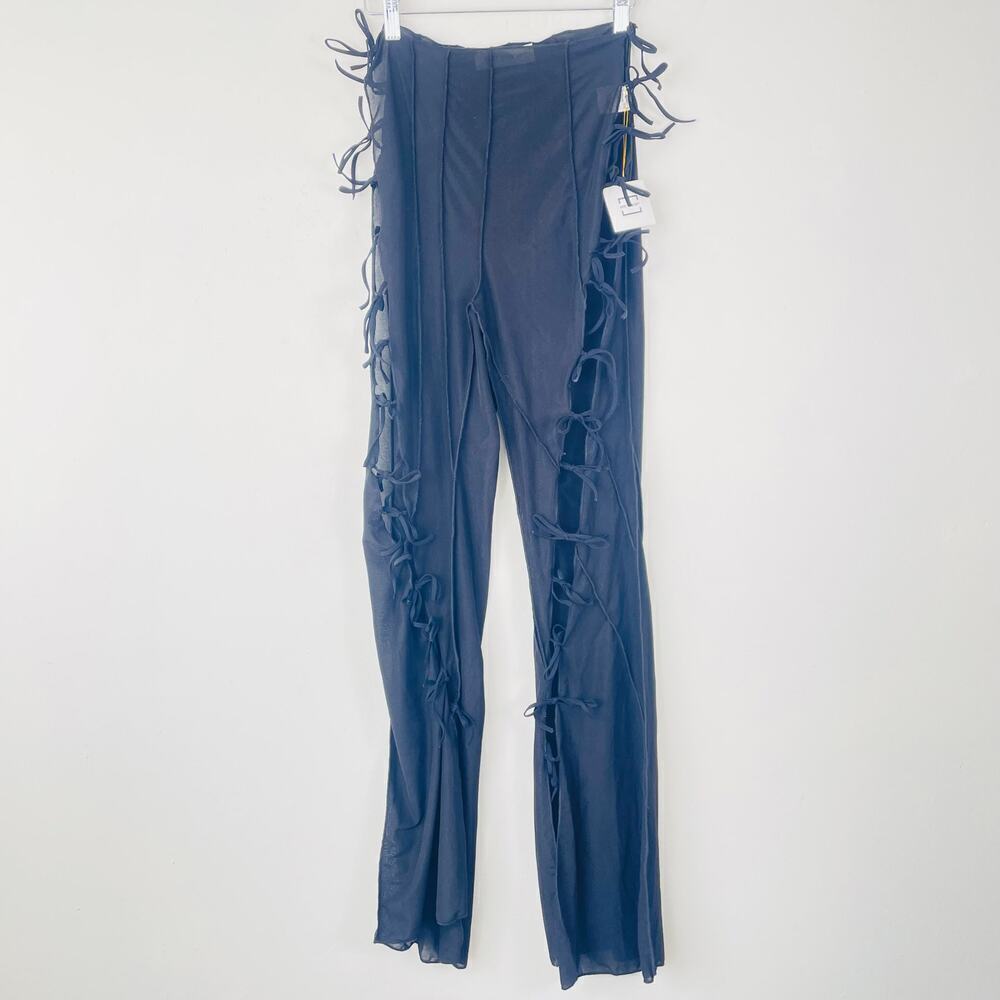 BKBT Concept Womens sheer peep tie leggings size Large NWT